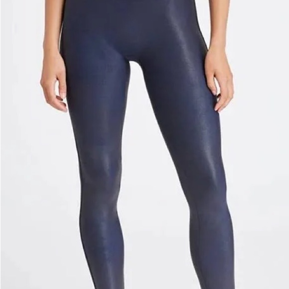 SPANX Navy Faux Leather Leggings‎ XL